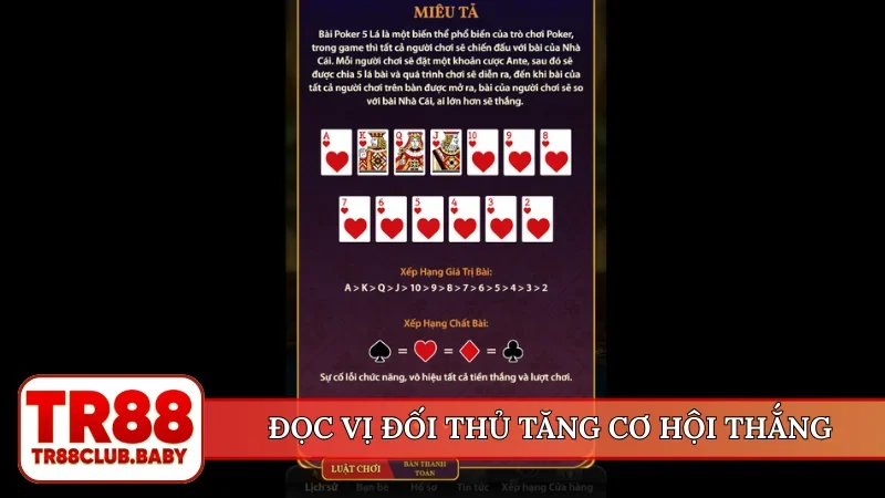 Đọc vị đối thủ tăng cơ hội thắng