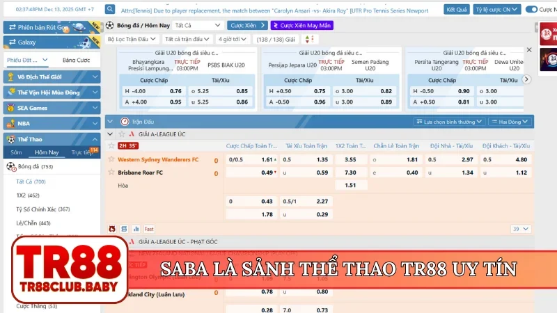 SABA là sảnh thể thao TR88 uy tín